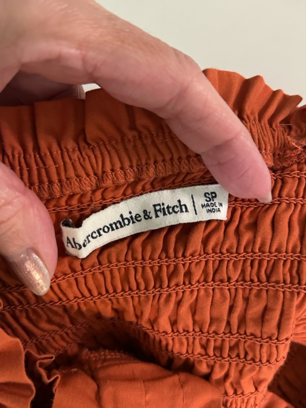 Abercrombie & Fitch Burnt Orange Sundress Smocked Scrunchie Strap 2 Tier Small - Picture 9 of 14